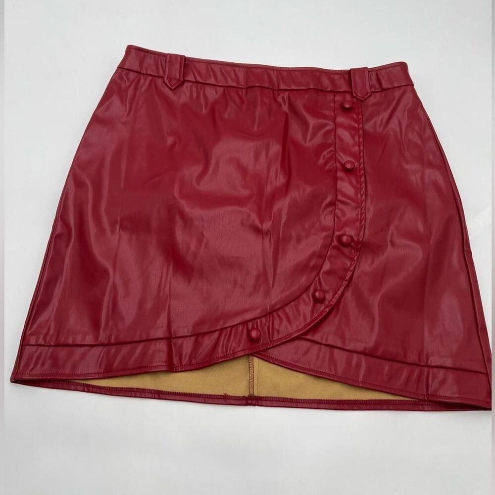 NWT Belle Poque red faux leather mini skirt XL Retro Punk Western